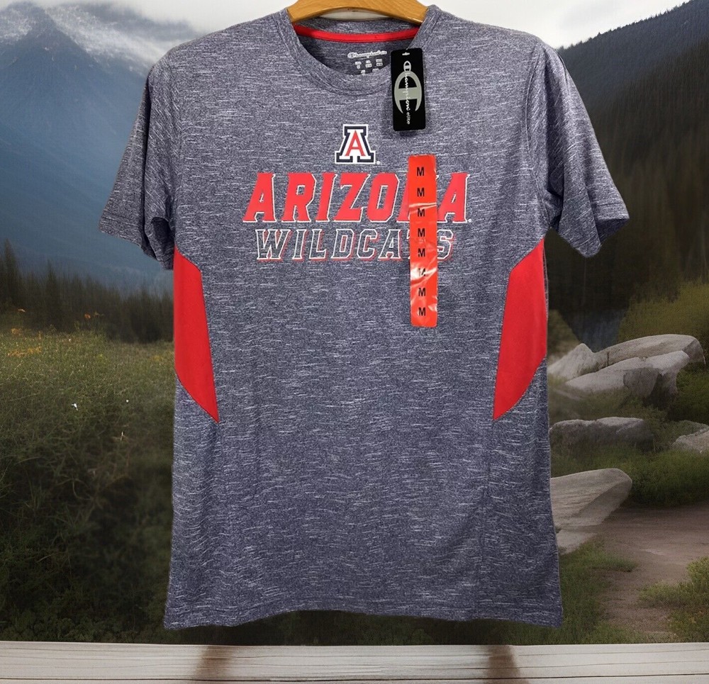 Arizona Wildcats Men’s T-Shirt Champion Elite Logo, Gray, Medium, Stretch Sports