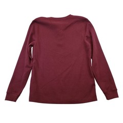 NWT Member’s Mark Thermal Henley Maroon L Waffle Knit Cotton Poly Blend Stretch