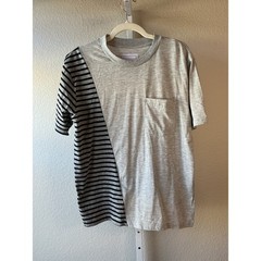 BLANKNYC Mens Asymmetric Diagonal Split Colorblock Striped Pocket Tee M NWT