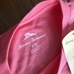Tommy Bahama SZ L Mens SS Tshirt Tutti Frutti Peach Live The Island Cotton NWT
