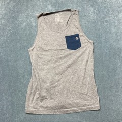 Volcom Tank Top Mens Medium Heather Gray Chest Pocket Sleeveless Logo Pullover