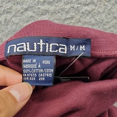 Nautica Shirt Mens M Burgundy Embroidered Logo Elastic Cuff Turtle Neck Pullover