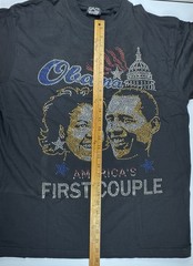 Obama Rhinestone Graphic T Shirt Mens Black Bling Memorabilia Cotton Tee