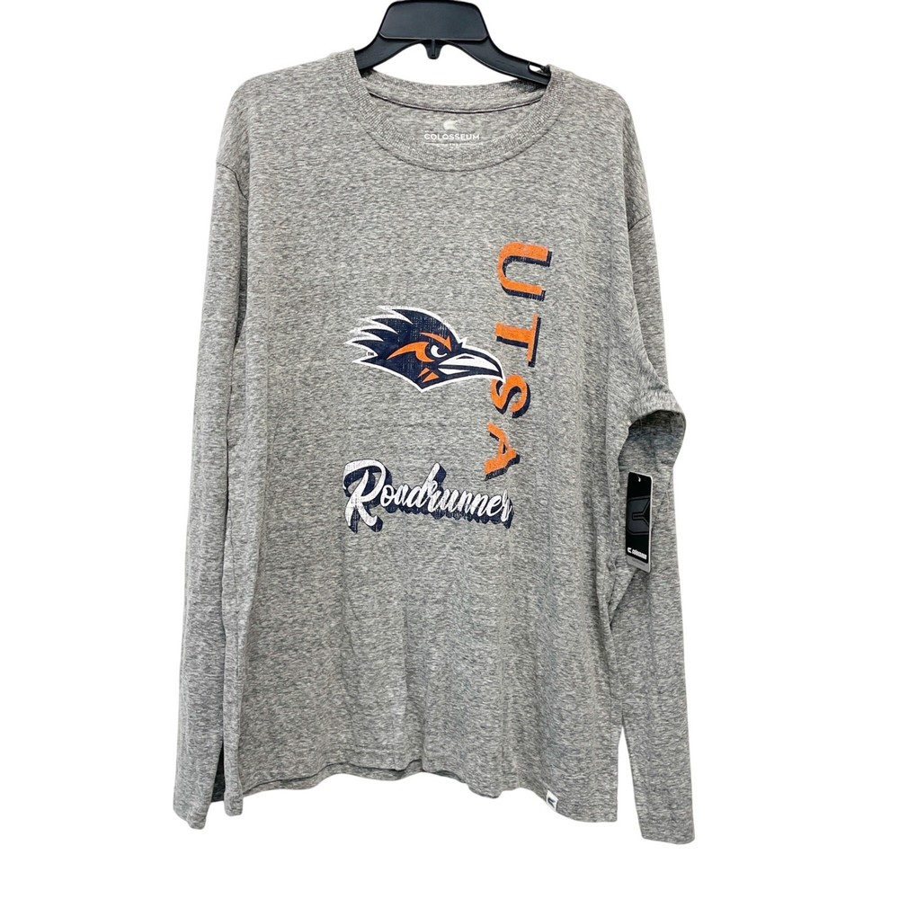 Colosseum Men’s UTSA Roadrunners Arch Over Long Sleeve Shirt Gray Size XXL