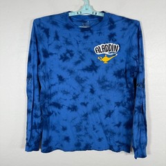 Disney Shirt Mens Medium Blue Aladdin Long Sleeve Tie Dye Our Universe Cotton