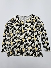 Esmara Women S Long Sleeve Cat Print Crew Neck Top Black/White/Yellow
