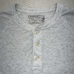 Faherty Cloud Cotton Long Sleeve Henley T Shirt Men’s M Heathered 3-Button