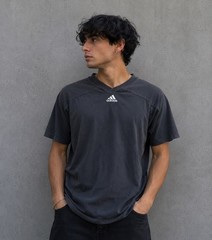 Adidas Mens Large Black Performance T-Shirt 3 Stripes Logo Athletic Tee