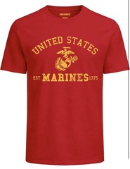 ICON SPORTS United States Marines Red Graphic Men’s T-Shirt Crew Neck L