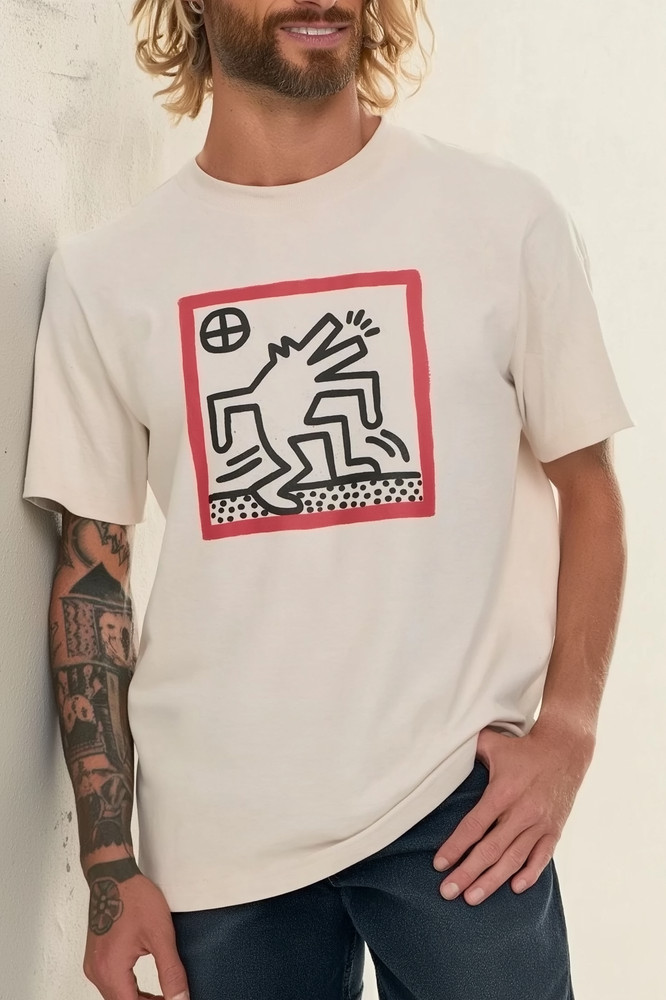 Keith Haring Men’s Graphic T-Shirt Beige – Large