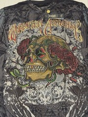 Christian Audigier — “Skull & Roses” Y2K Graphic Long sleeve Thermal — Size M