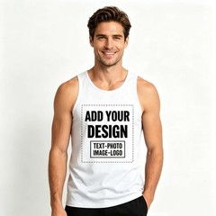 Men’s Tank Top for Beach & Travel, Custom Name & Title Print 100% Cotton