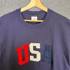College Ware Vintage USA Patch T-Shirt Men’s XL Single Stitch Blue USA