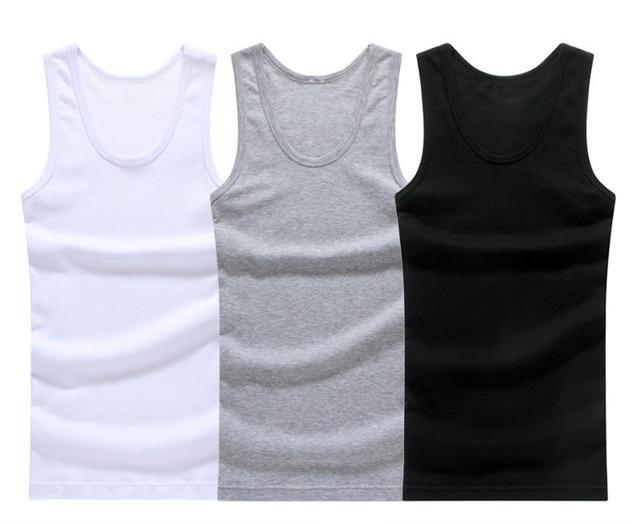 3Pcs Camiseta Sin Mangas De Algodón Para Hombres Chaleco Muscular Ropa Interior