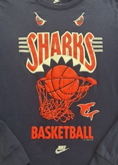 Nike Tee Shanghai Sharks Long Sleeve T-shirt Sz M Blue Embossed Print Basketball