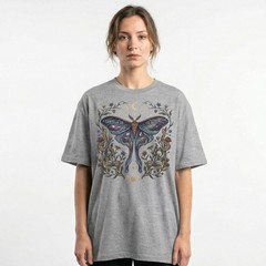 Luna Moth Galaxy Roses T-Shirt Witchy Gothic Celestial Boho Night Sky Gift Tee
