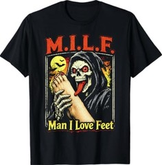 M.I.L.F. Man I Love Feet, Inappropriate Humor Foot Toe Lover T-Shirt