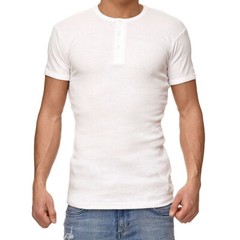 Mens Henley T-shirt Short Sleeve Ex Brand Plain Grandad Neck Tops Casual Summer