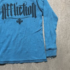 Y2K Affliction Long Sleeve Thermal Graphic Shirt Mens M Grunge Punk Cyber Goth
