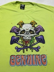 Genuine Mens Mushroom Skull Shirt Flames Bones Streetwear Trend Skeleton Shrooms