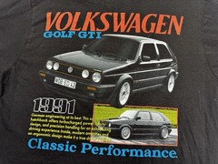 Volkswagen Golf 1991 GTI T-Shirt Black Logo Graphic Tee Racing Men’s Large