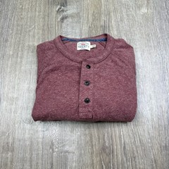 Faherty Mens Heathered Red Long Sleeve Cloud Organic Cotton Henley Shirt Size M