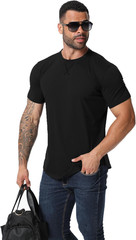 Mens 3 Pack Plain Cotton Shirts Short Sleeve Casual Crew Neck T-Shirts Hipster H