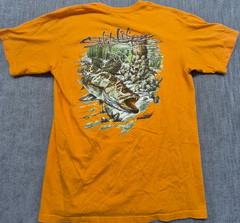 Salt Life men’s orange fishing graphic t-shirt LG crew neck 100% Cotton pocket