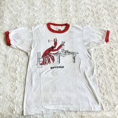 Vintage Lobster Ringer Shirt Tee Mens Medium White Red Screen Stars 80s Funny SS