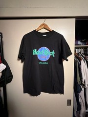 Vintage 90s Hard Rock Cafe Orlando Neon Graphic T-Shirt Single Stitch Made in US