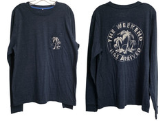 Chubbies Mens Large The Relaxer Blue Weekend Arrived Pocket Graphic Long T Shirt