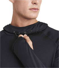 Just Cool Mens BLUE or BLACK Raglan Long Sleeve Cool Cowl Neck Hooded Top