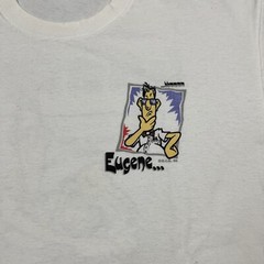 Vintage 90s Eugene Computer Dating Cartoon Shirt White Large Single Stitch VTG