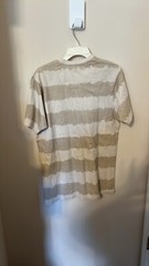 CSG Men’s Size Medium Beige White Stripe Casual Crew Neck Tee