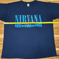 Nirvana Nevermind T Shirt XL Navy Blue Double Sided Kurt Cobain Grunge Band Tee