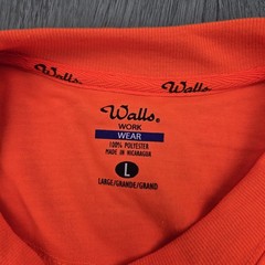 Walls Hi Vis Shirt Large Orange Short Sleeve Tee Moisture Wick Anti Odor Rugged