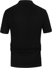 Mens Vintage Striped Knitted Polo Shirt Short Sleeve Button Down Golf Casual Top