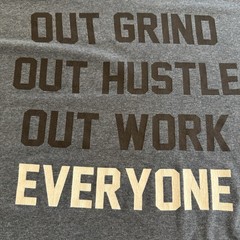 Brooklyn Vertical Out Grind Out Hustle Out Work V Neck T Shirt Large Gray Blue