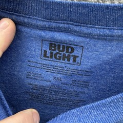 Bud Light Beer Shirt Adult 2XL XXL Blue Crewneck Tee Football Tailgate Party