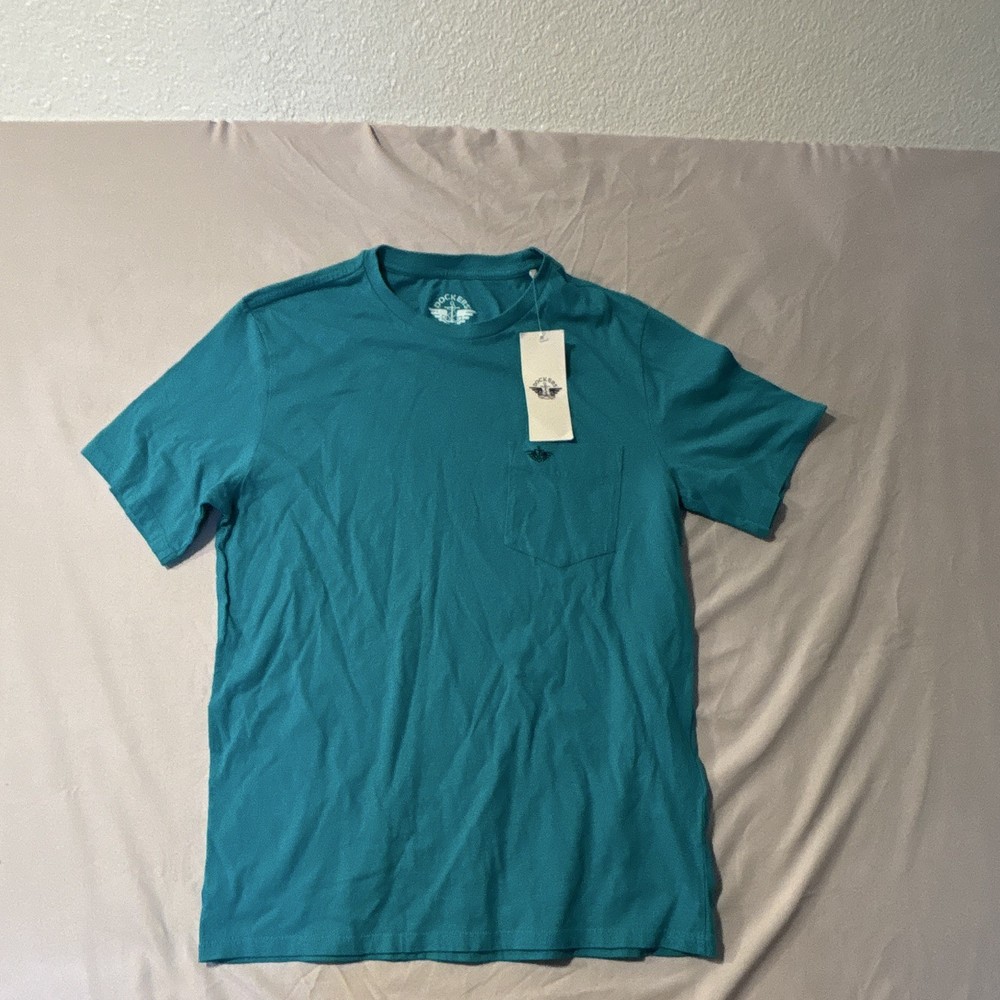Dockers Men’s Blue Solid Crew Neck Short Sleeve T-Shirt Regular Size S
