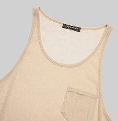INCERUN Men’s Gold Size XL Scoop Neck Sheer Mesh Metallic Pocket Tank Top