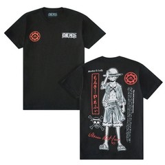 One Piece Shirt Men’s Luffy Front and Back Print Short Sleeve Tee