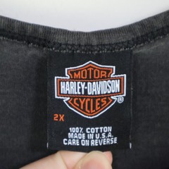 Vintage 2006 Harley Davidson Oak Lawn Tank Top 2X Biker Grunge Fade Black Cotton