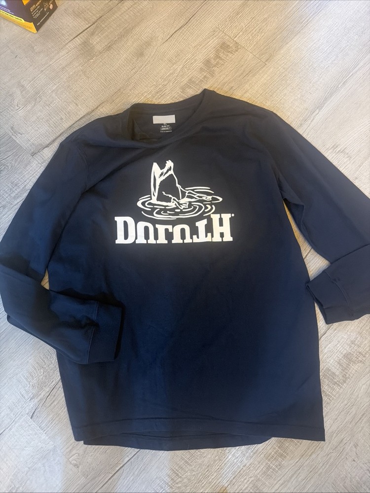Duluth Trading Co Men’s Longtail XL Slim Dark Blue 100% Cotton Long Sleeve Shirt