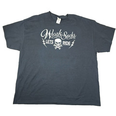 Biker Gear Gildan Work Sucks Lets Ride Motorcycles Skeleton 2XL T Shirt