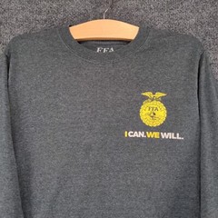 FFA Men’s I Can We Will T-Shirt Gray Small Long Sleeve Crew Neck Polycotton
