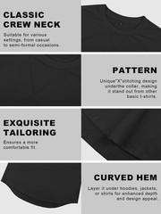 Comdecevis Mens Short Sleeve T-Shirts Crewneck Curved Hem Cotton Tees Hipster