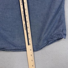 Hollister Vest Adult Small Blue Chambray Hooded Button Front Raw Hem Surfer Cut
