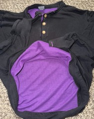 Vintage Duofold Thermal Henley Shirt Large Black Purple Made USA Long Sleeve