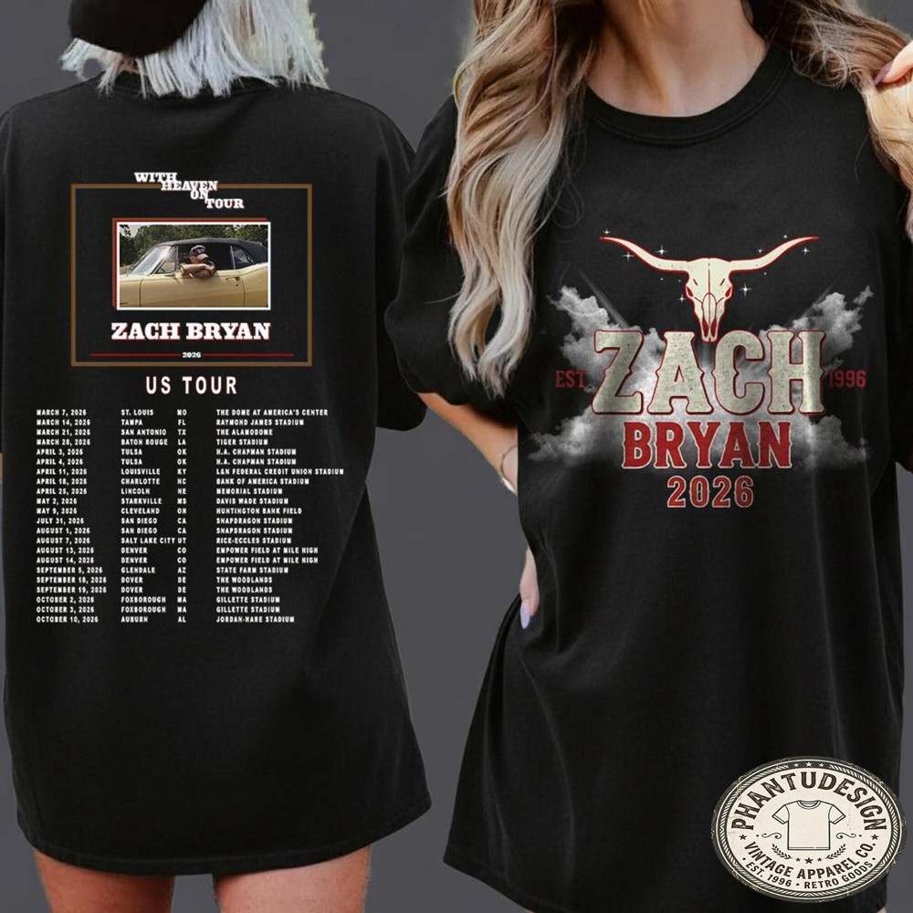 Zach Bryan 2026 Tour Shirt Heaven On Tour Country Concert Tee Gift for Fans